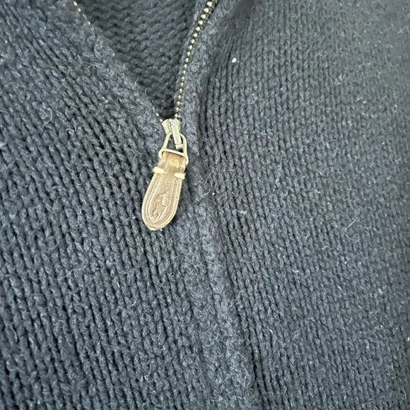 Vintage polo Ralph Lauren double zipper elbow patch cable knit  sweater - Picture 12 of 15